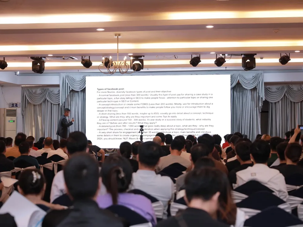 Vincent Do trình bày tại Event SEO & AI 2024 do GTV SEO tổ chức tại TP.HCM: học viên GTV có vé miễn phí