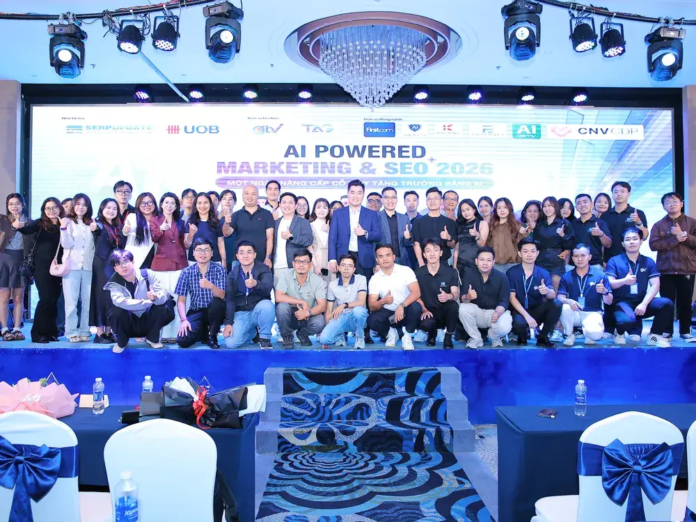 AI Powered Marketing & SEO 2026 tại TP.HCM, 400 người: học viên Blueprint có ưu đãi vé