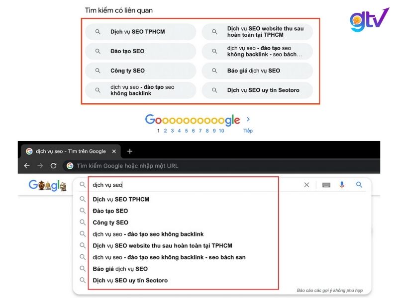 Tìm LSI Anchor Text từ gợi ý của Google