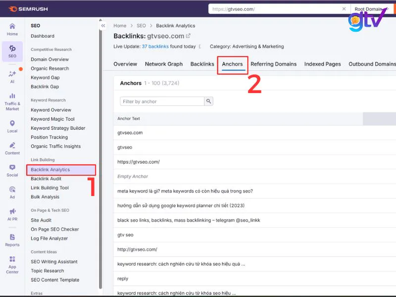 truy cap vao backlink analytics va muc anchors