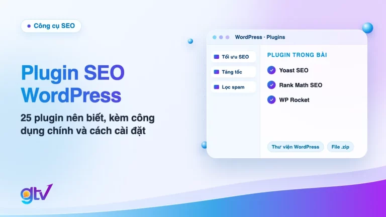 Ảnh bìa bài plugin SEO WordPress: cửa sổ WordPress với Yoast SEO, Rank Math SEO, WP Rocket và 2 cách cài plugin