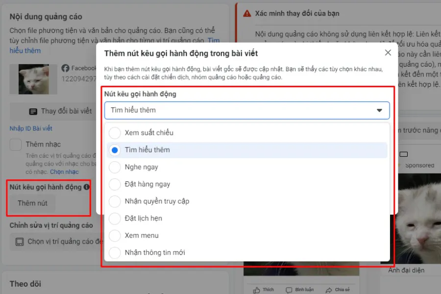 thêm nút hành động