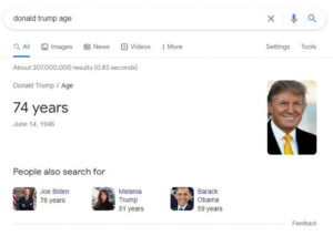 Google và tìm kiếm “Donald Trump age”