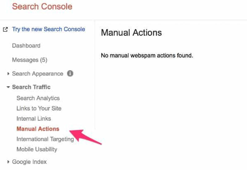 Kiểm tra hình phạt thủ công bằng Google Webmaster Tools