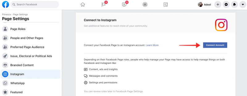 Tạo quảng cáo Instagram thông qua Facebook.