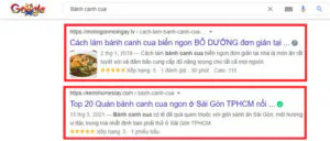 Ví dụ các trang dùng schema làm hiện rating
