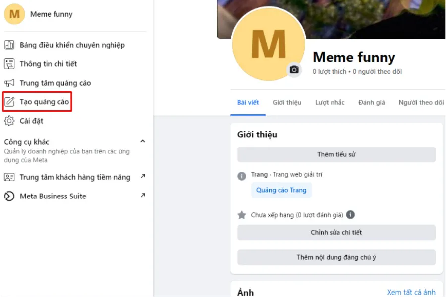 Tạo quảng cáo trực tiếp từ Fanpage