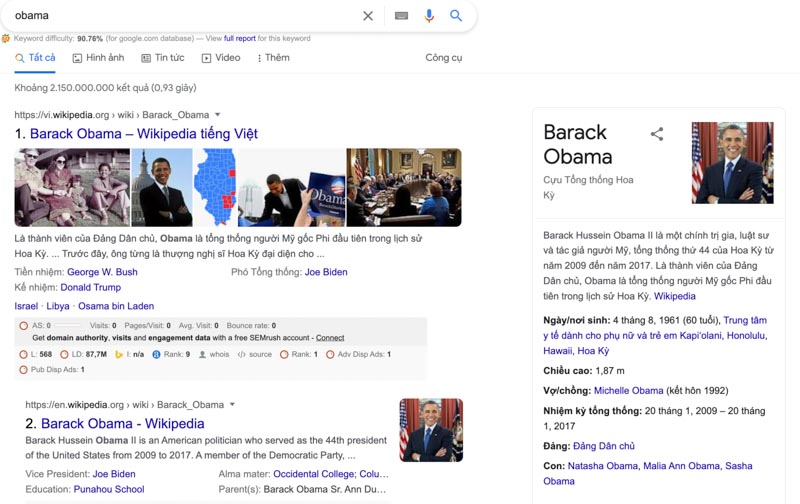 Google sẽ cung cấp thông tin Obama trên SERP