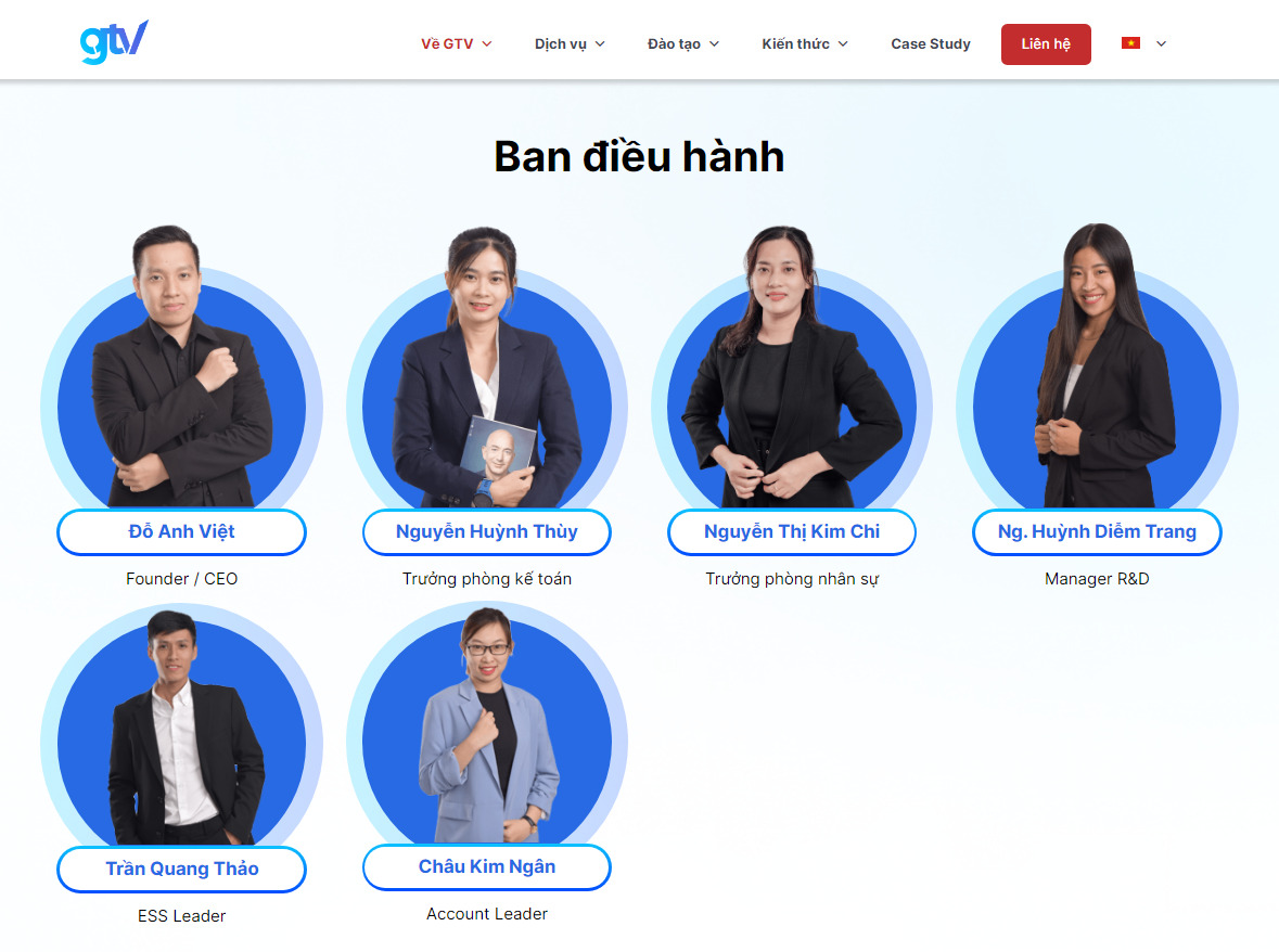 Tham khảo trang giới thiệu đội ngũ của GTV