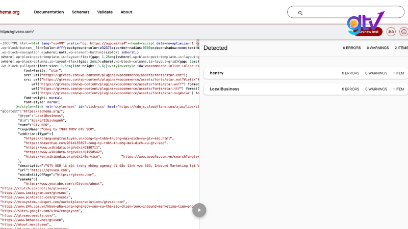 Kết quả Rich Results Test trả về