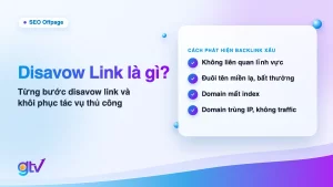 Ảnh bìa bài Disavow Link là gì: checklist phát hiện backlink xấu gồm không liên quan lĩnh vực, đuôi tên miền lạ, domain mất index, domain trùng IP