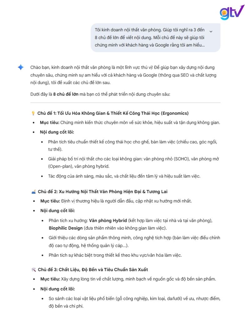 Kết quả trả về khi sử dụng Gemini với câu lệnh trên