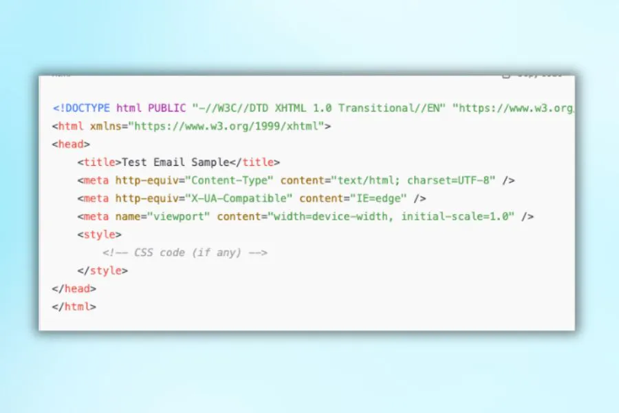 Phần head của email viết bằng html
