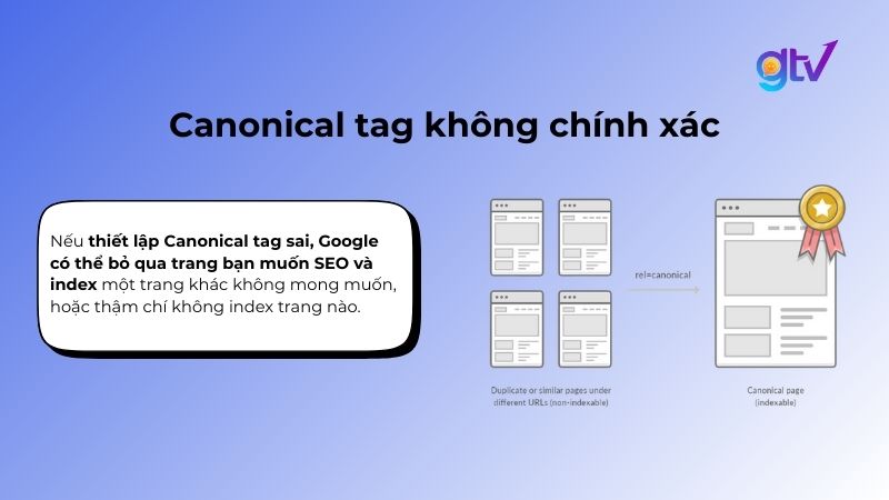 Khi thiết lập Canonical tag sai, Google sẽ bỏ qua trang