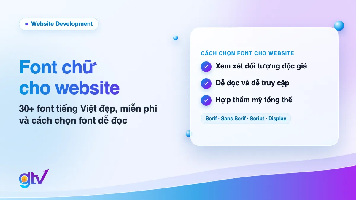 Ảnh bìa bài font chữ cho website: 3 tiêu chí chọn font và 4 loại font Serif, Sans Serif, Script, Display