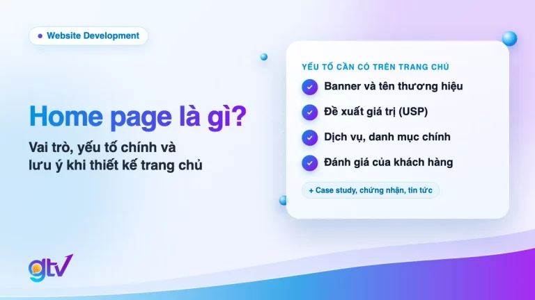 Ảnh bìa bài Home page là gì: các yếu tố cần có trên trang chủ gồm banner, USP, danh mục chính, đánh giá khách hàng
