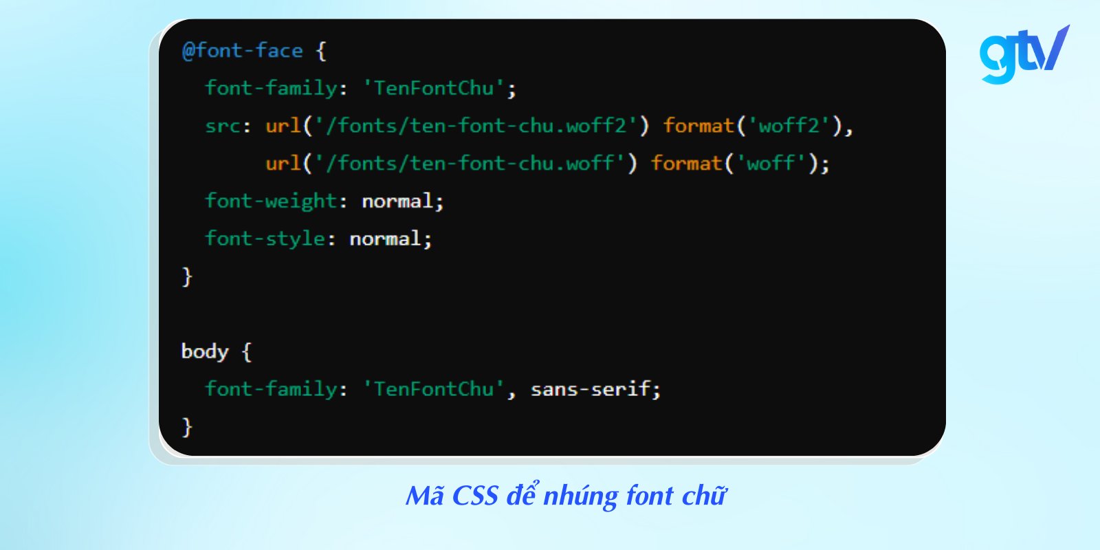 ma css nhung font chu