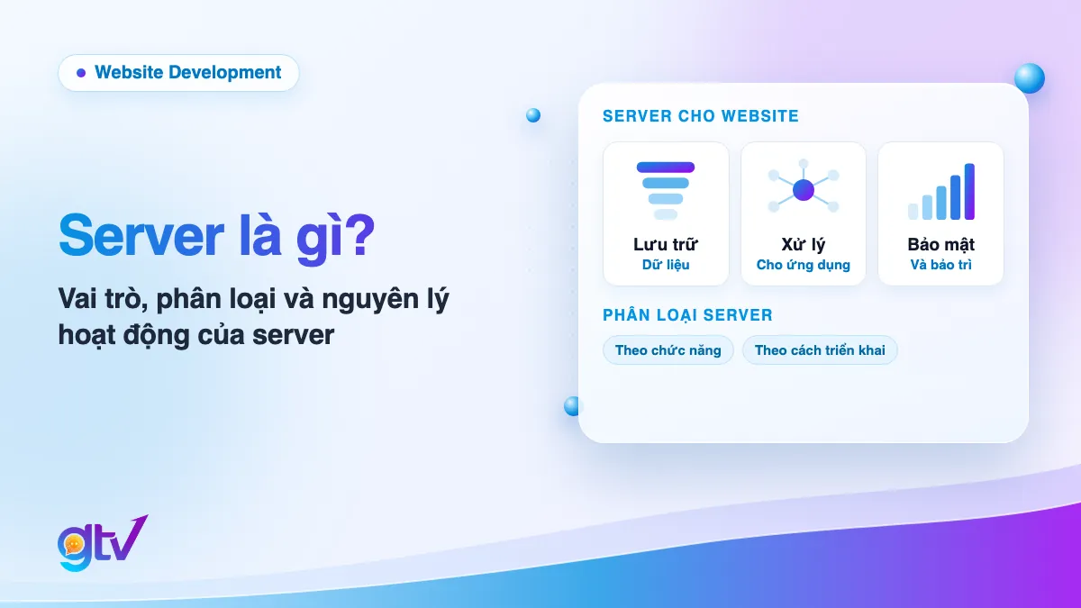 Ảnh bìa bài Server là gì: server lưu trữ, xử lý dữ liệu và cần bảo mật, kèm 2 cách phân loại theo chức năng và theo cách triển khai
