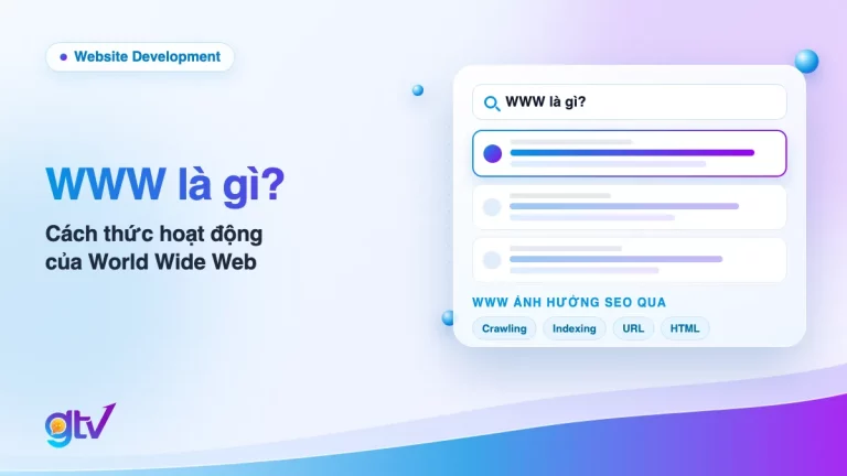 Ảnh bìa bài WWW là gì: trang kết quả tìm kiếm và các yếu tố WWW ảnh hưởng SEO gồm crawling, indexing, URL, HTML