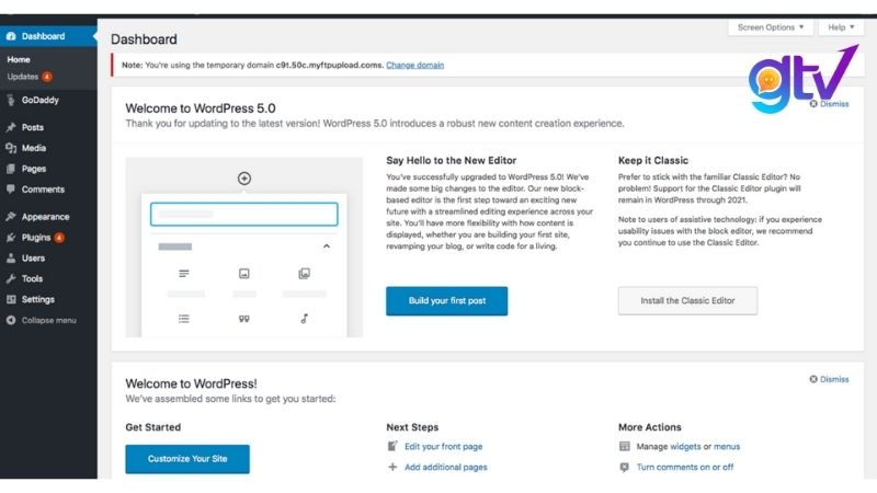 Bạn đăng nhập vào trang quản trị (Dashboard)