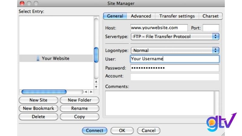 Nhập thông tin user và password vào hệ thống FTP