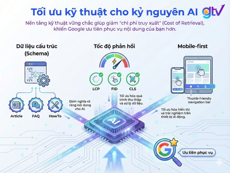 Tối ưu Schema, Core Web Vitals và Mobile-first