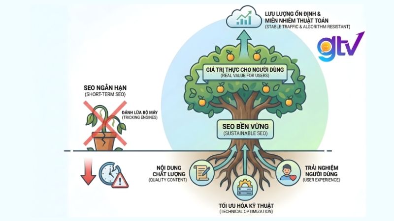 SEO bền vững  là chiến lược tối ưu hóa công cụ tìm kiếm dài hạn 