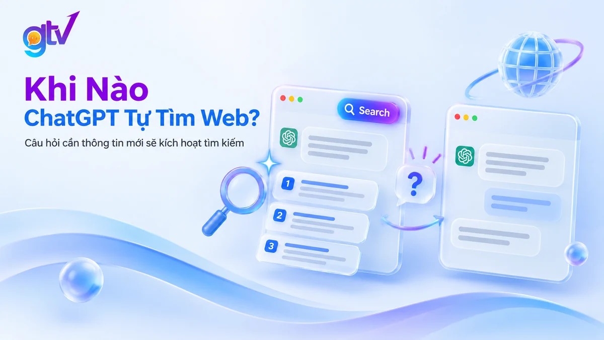 ChatGPT tự tìm kiếm web và không tìm web với hai câu hỏi khác nhau