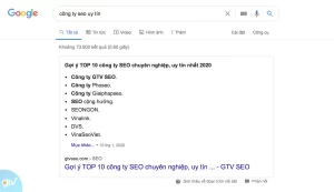 Content SEO dạng List dễ được Google cho hiển thị Featured Snippet