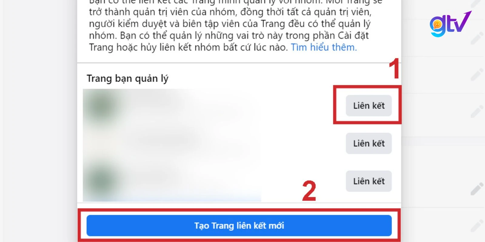 Chọn Fanpage muốn liên kết và click vào “Liên kết”