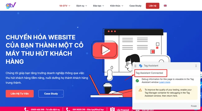 Trang web của bạn sẽ tự động bật lên cũng hộp Tag Assistant