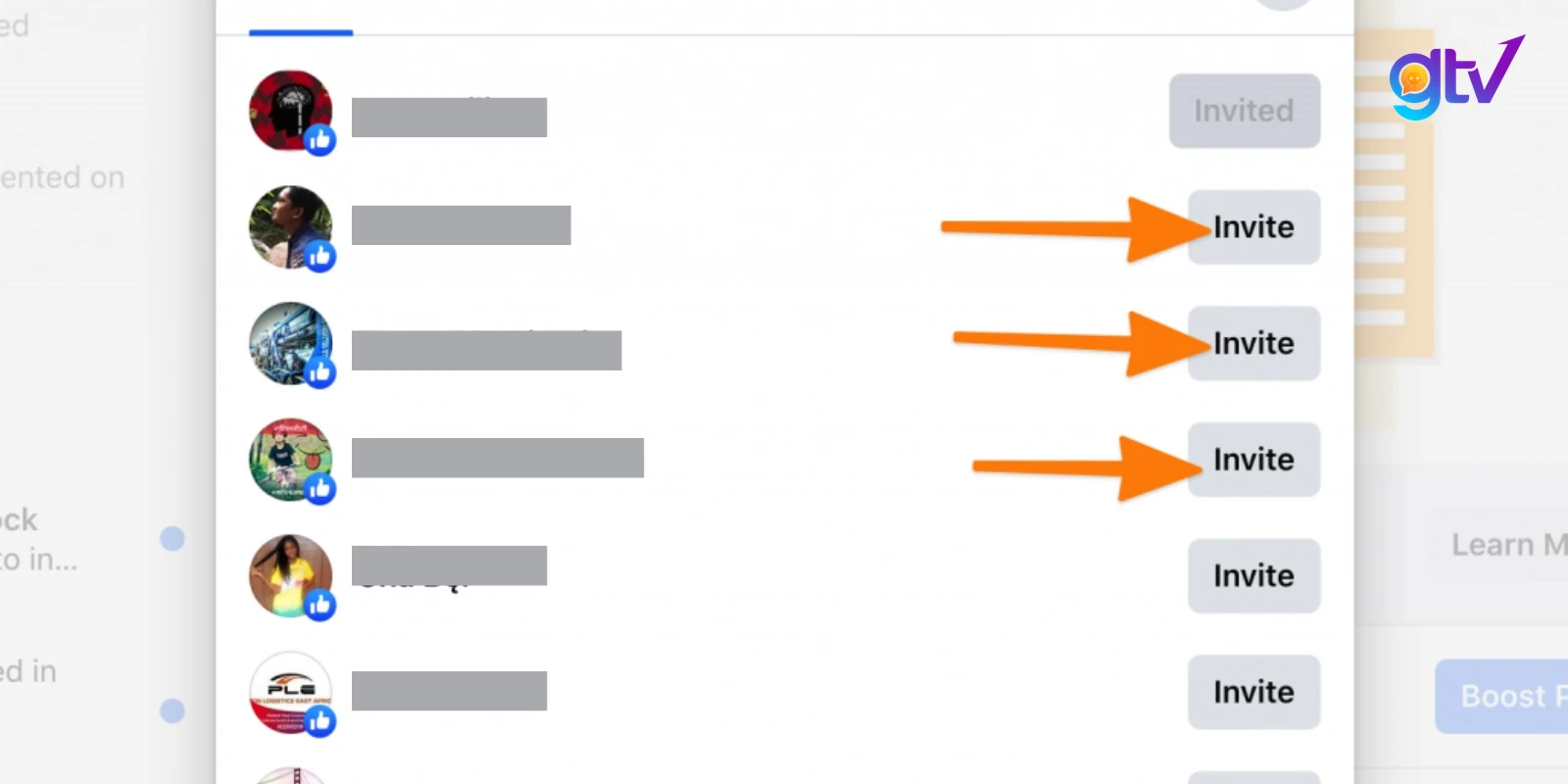 Danh sách mới sẽ hiện ra sau khi bạn click “Invite” hoặc click “Hide Suggestion“