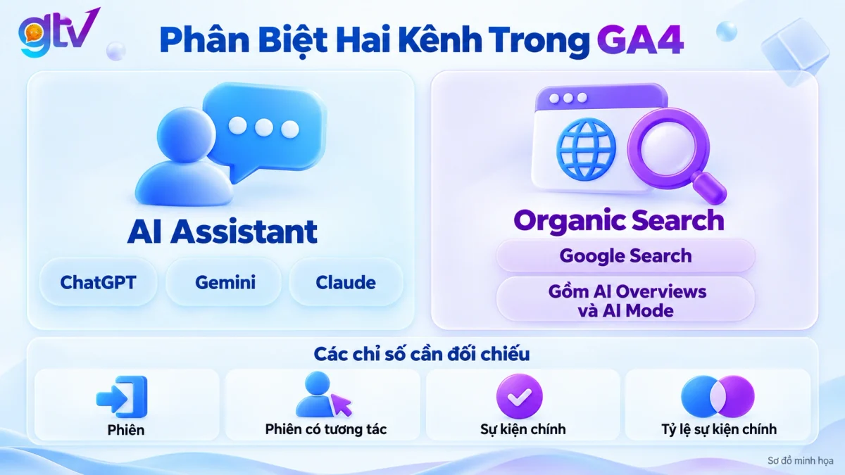 Kênh AI Assistant trong báo cáo Thu nạp lưu lượng truy cập của GA4