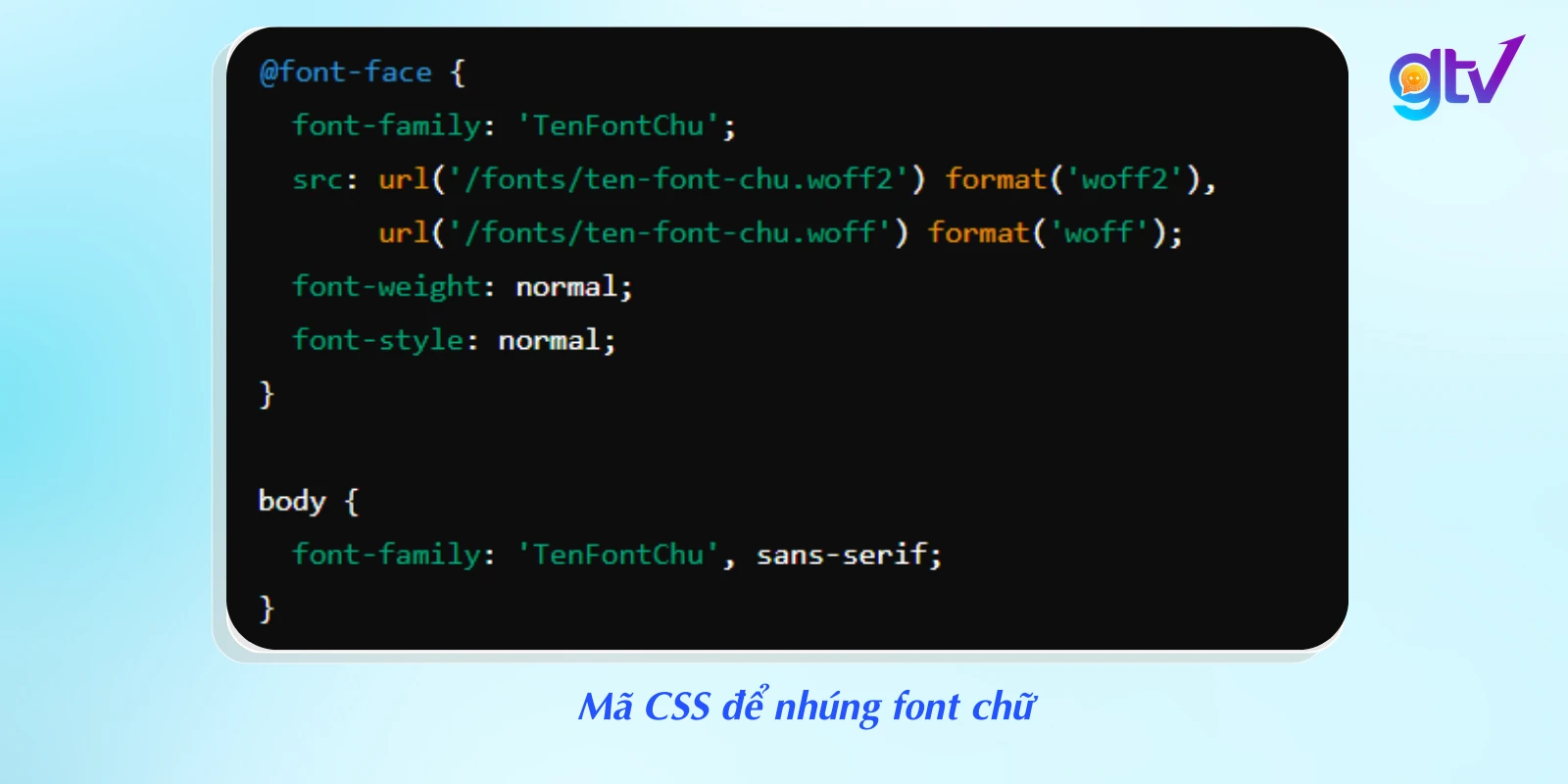 ma css nhung font chu