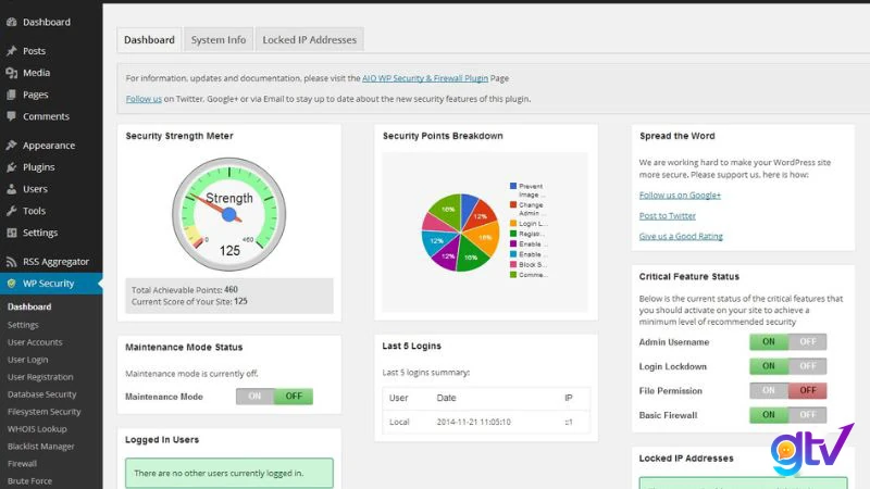 Giao diện All in One WP Security Firewall