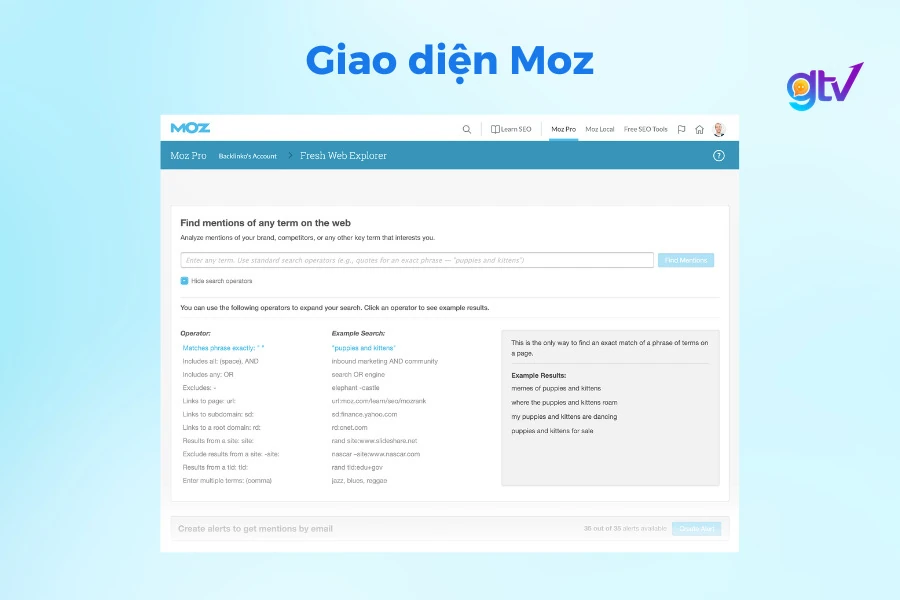 Giao diện Moz