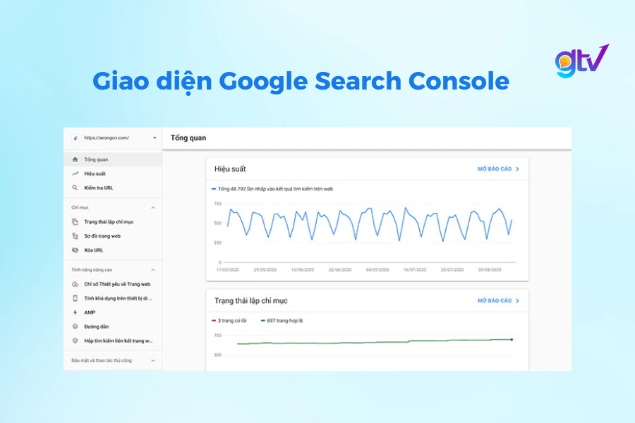 Giao diện Google Search Console