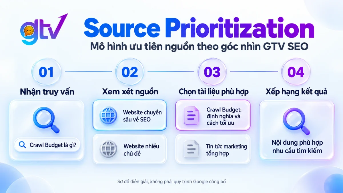 Google chọn nguồn website trước rồi mới chọn bài viết để xếp hạng