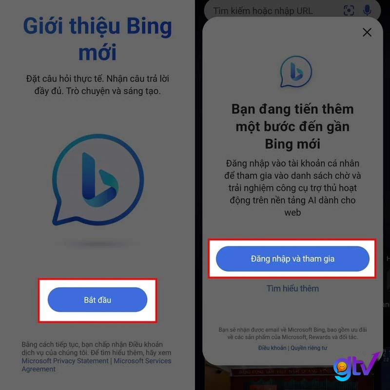 bước 2 cài đặt và đăng nhập bing chat ai app
